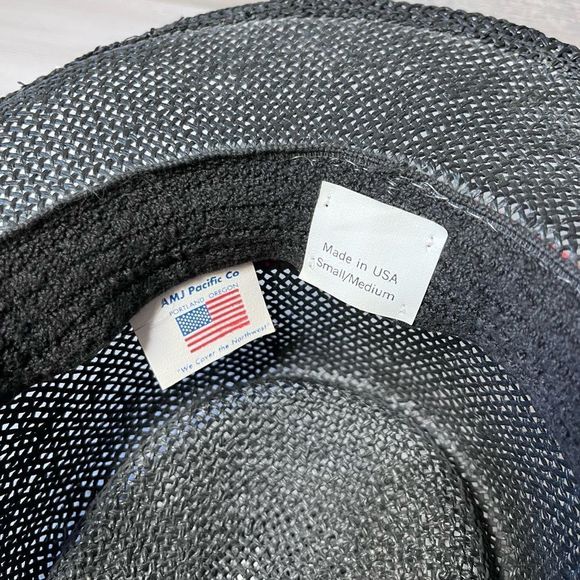 AMJ Pacific Co Black Straw hat Small/ Med with Colorful Hat Band - Picture 3 of 6